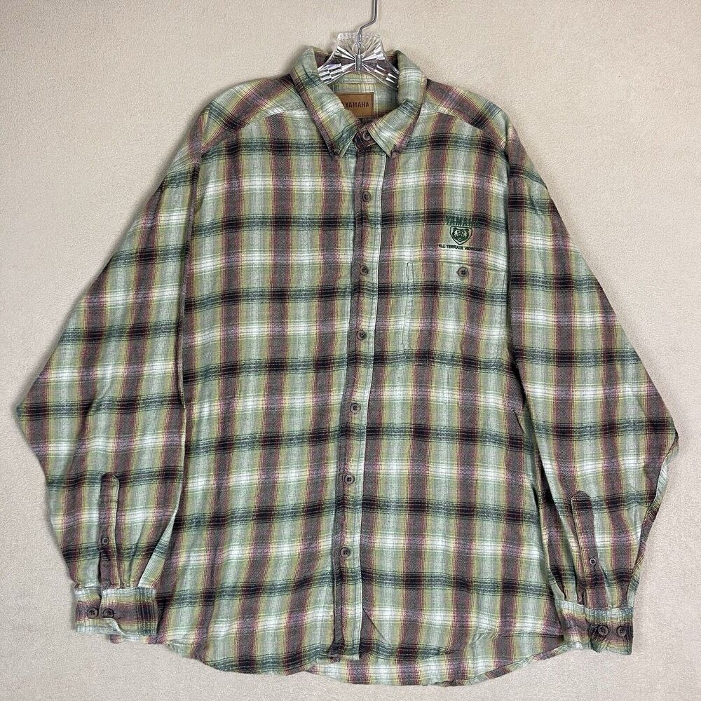 Yamaha Shirt Mens XXL Multicolor Plaid Flyshaker Casual Long Sleeve Adult